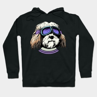 Havanese Dog Pilot Funny Dog Owner Retro Funny Dog Hoodie